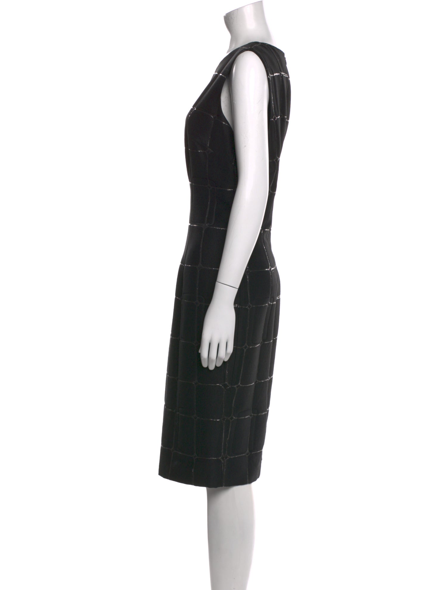 St. John Couture Plaid Print Midi Length Dress