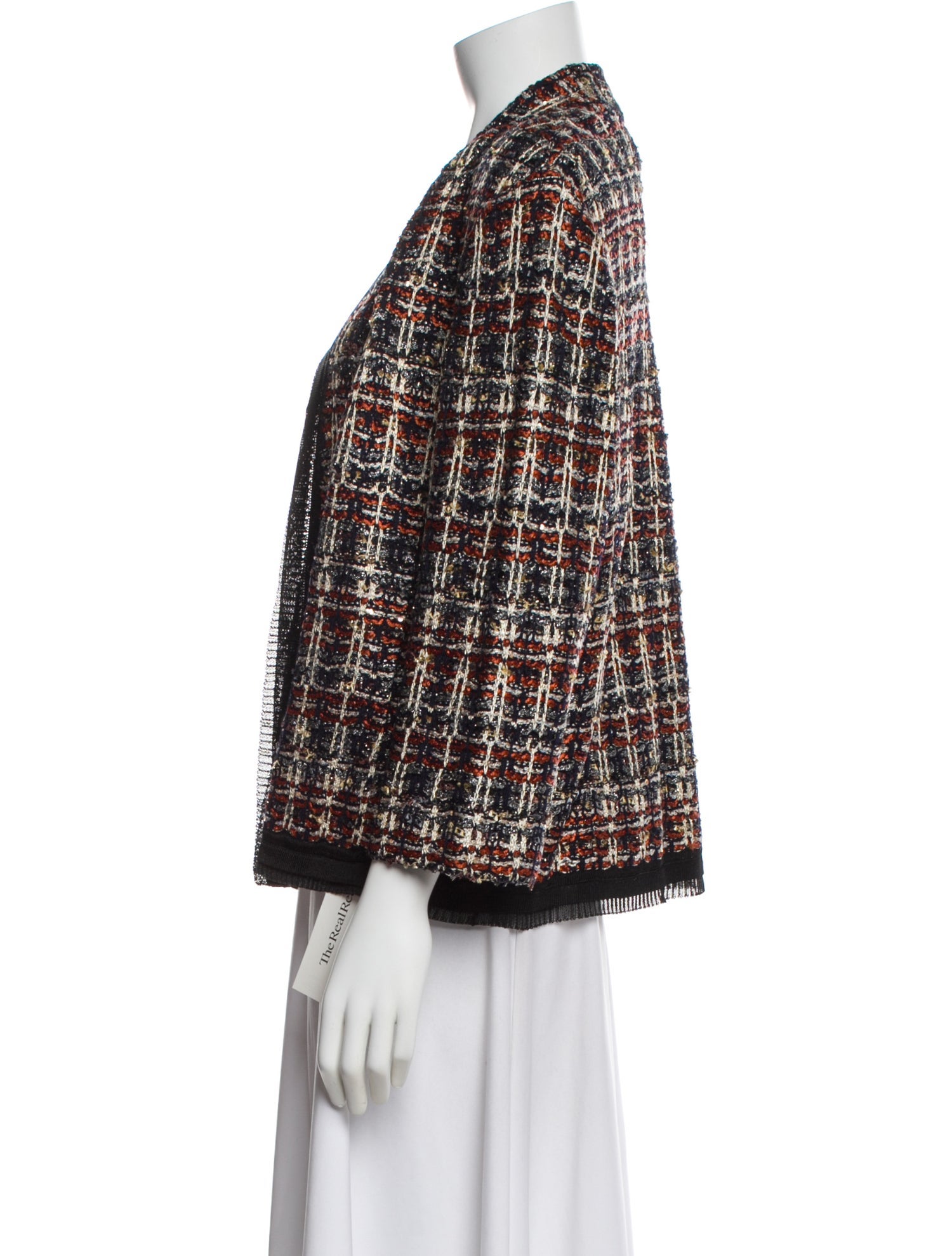 St. John Couture Tweed Plaid Print Evening Jacket