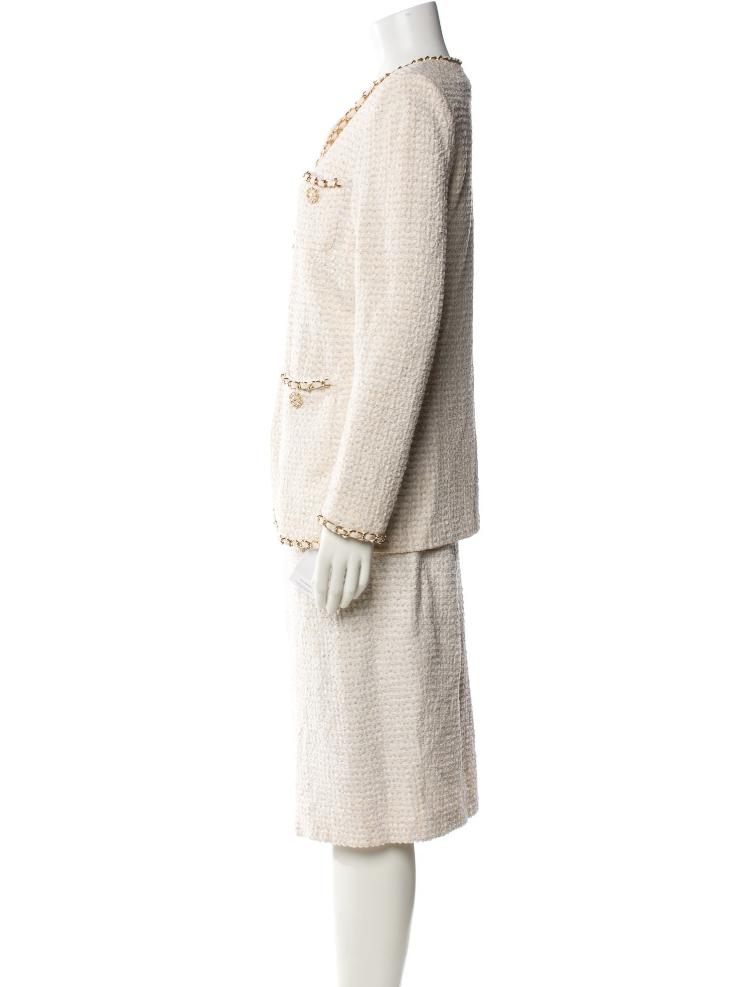 St. John Couture Chain-Link Accents Skirt Suit