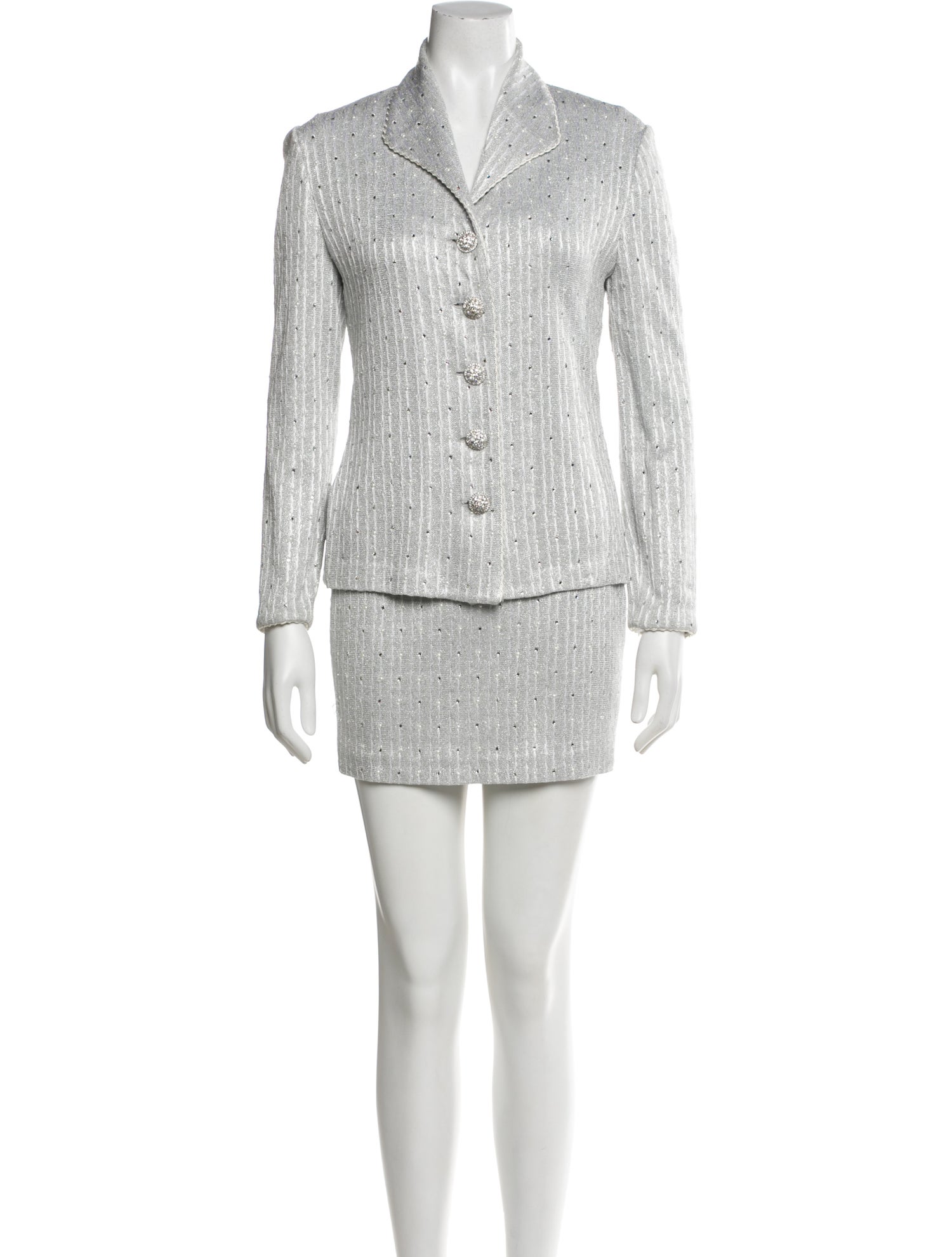 St. John Couture Vintage Printed Skirt Suit