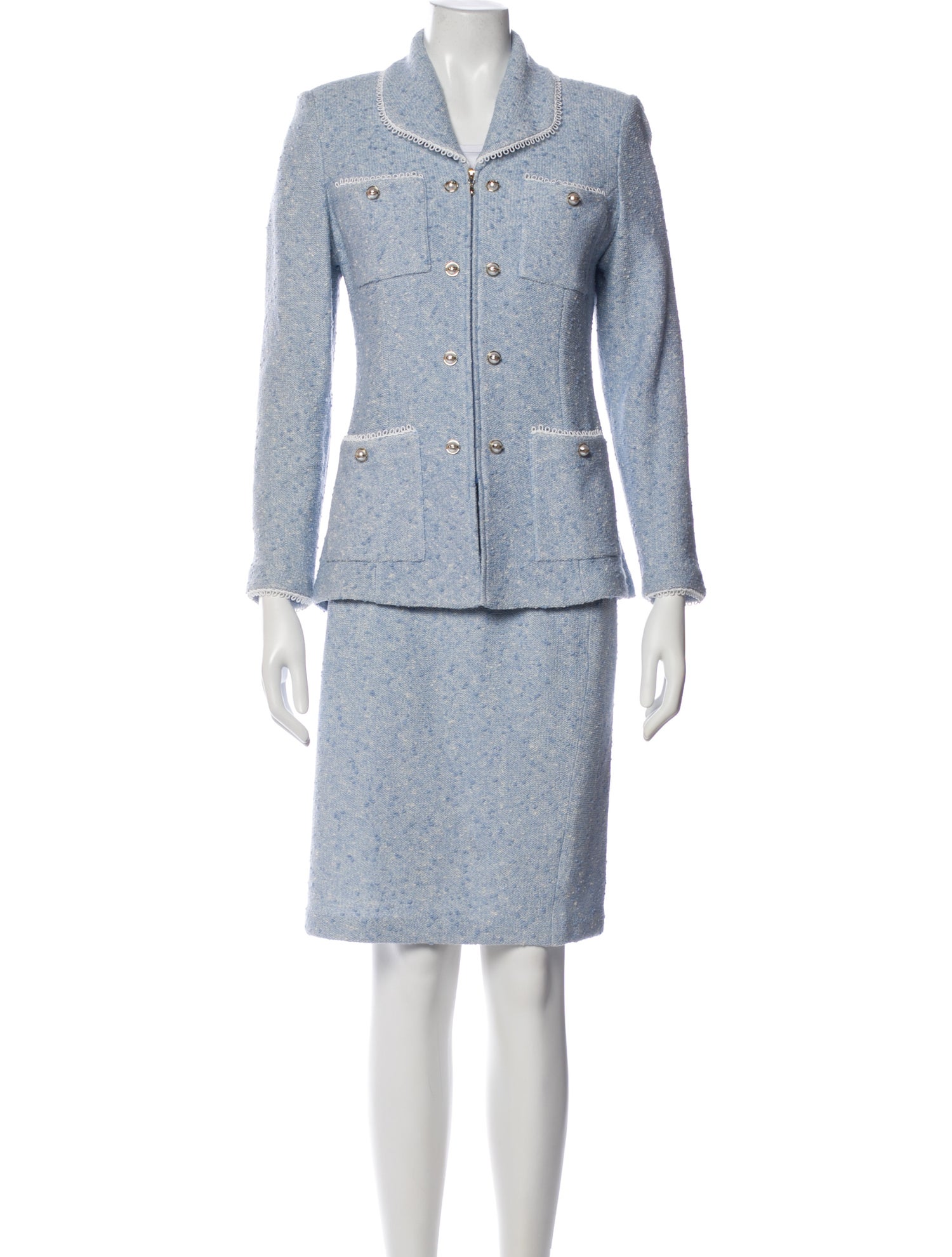 St. John Couture Wool Tweed Pattern Skirt Suit