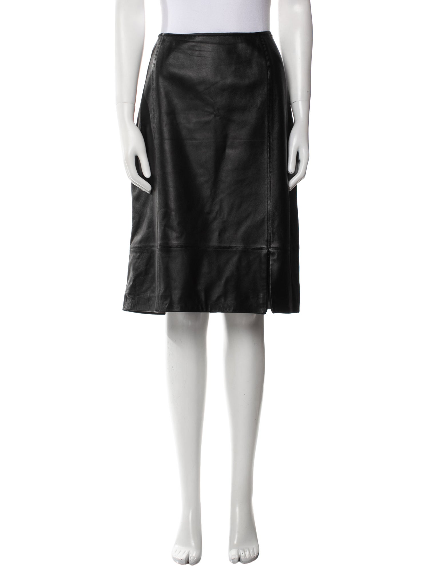 St. John Sport Leather Knee-Length Skirt