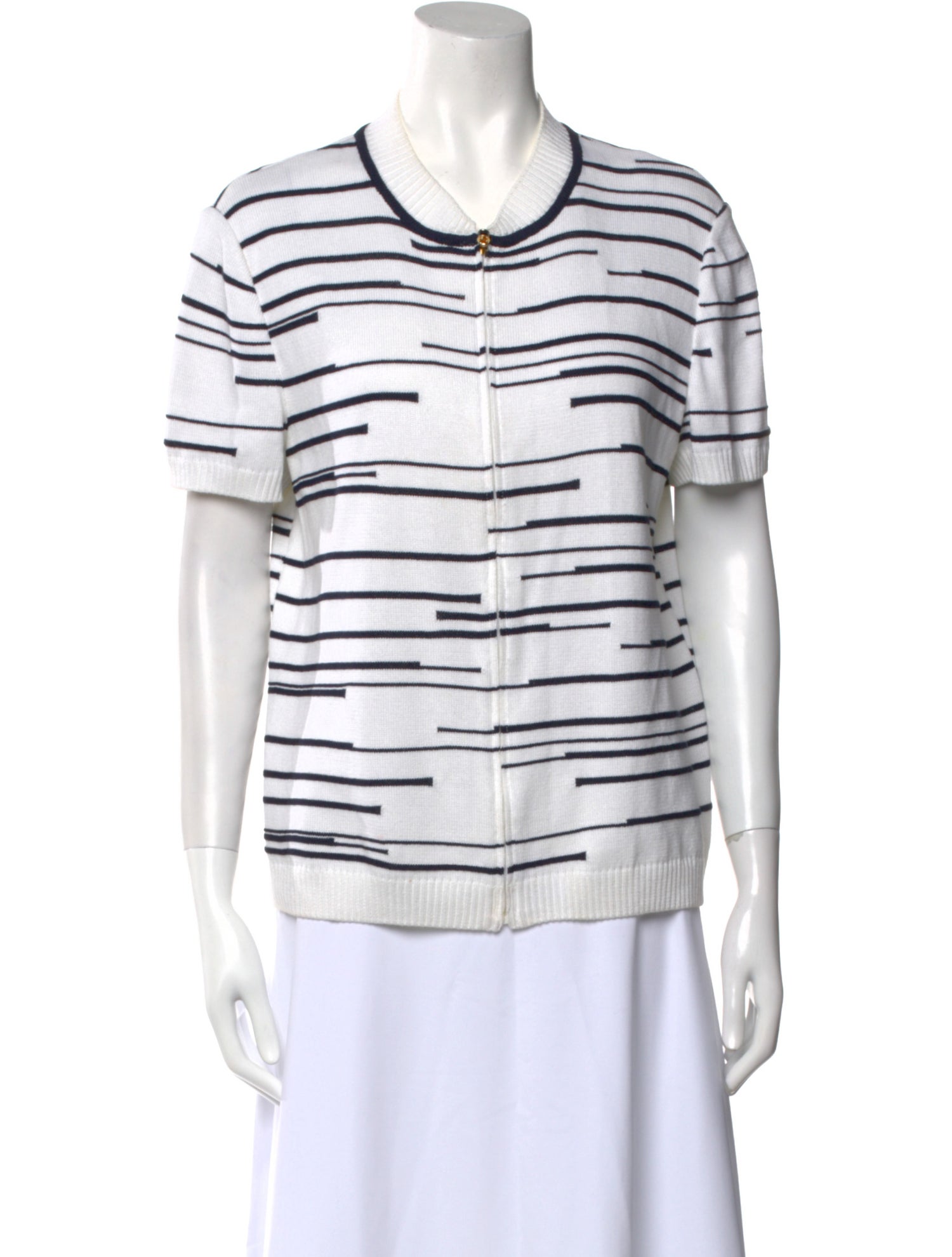 St. John Sport Striped Cowl Neck T-Shirt