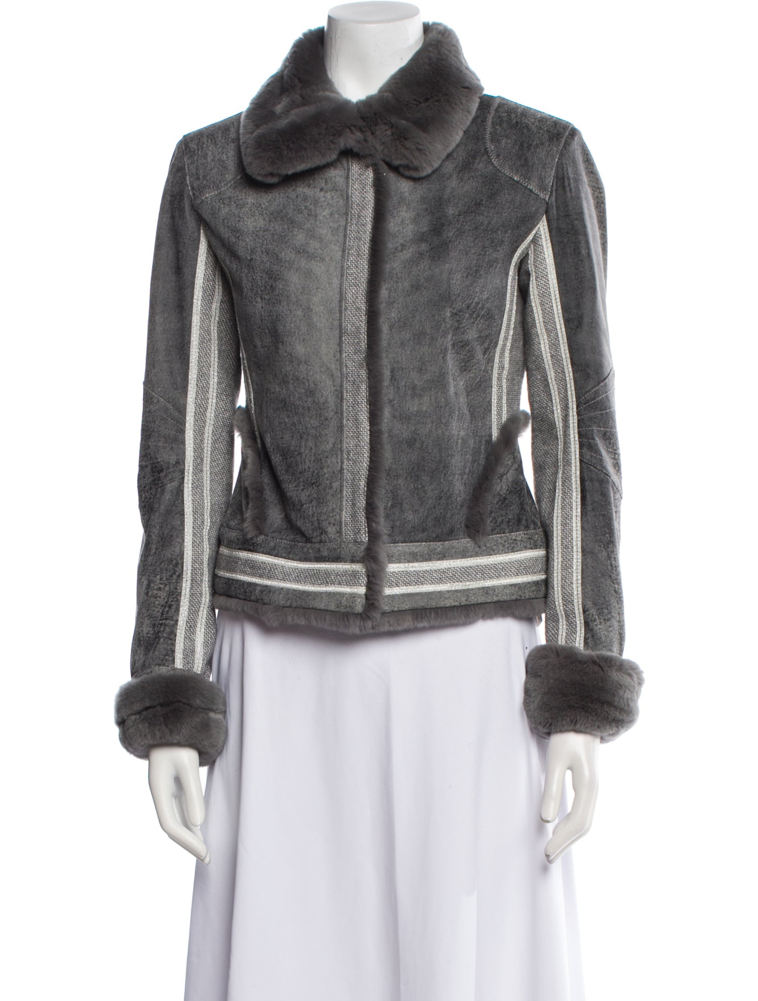 St. John Sport Leather Faux Fur Jacket