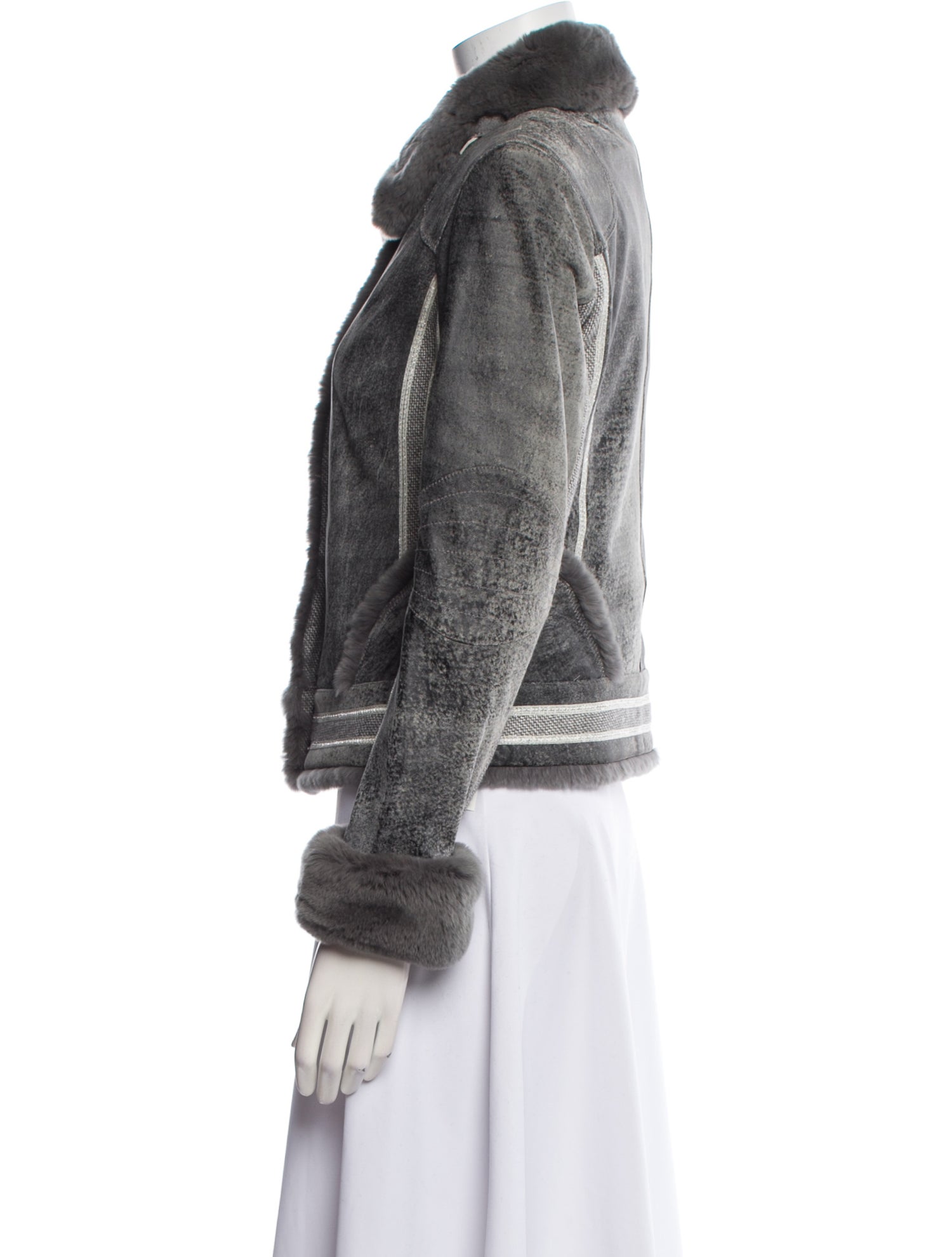 St. John Sport Leather Faux Fur Jacket