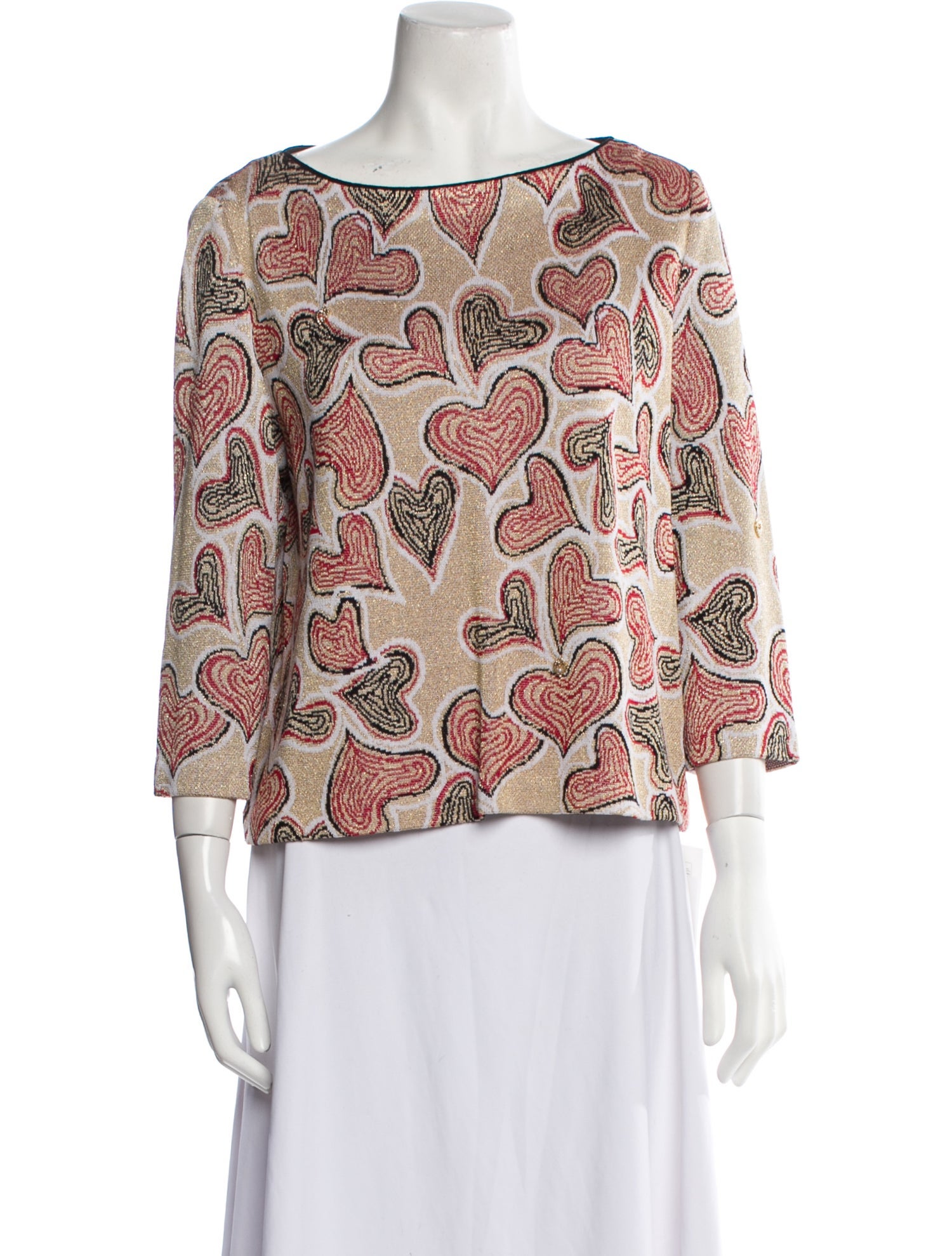 St. John Sport Printed Bateau Neckline Sweater
