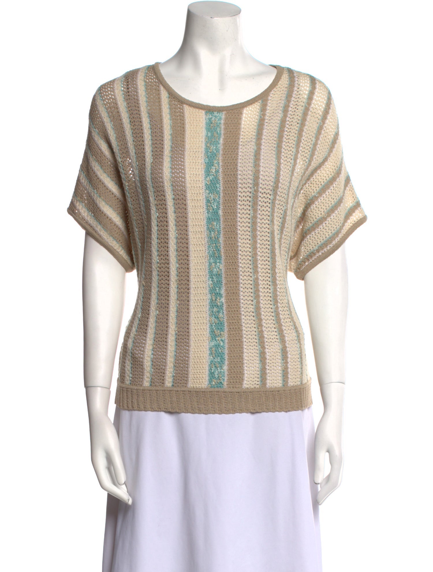 St. John Sport Striped Scoop Neck Sweater