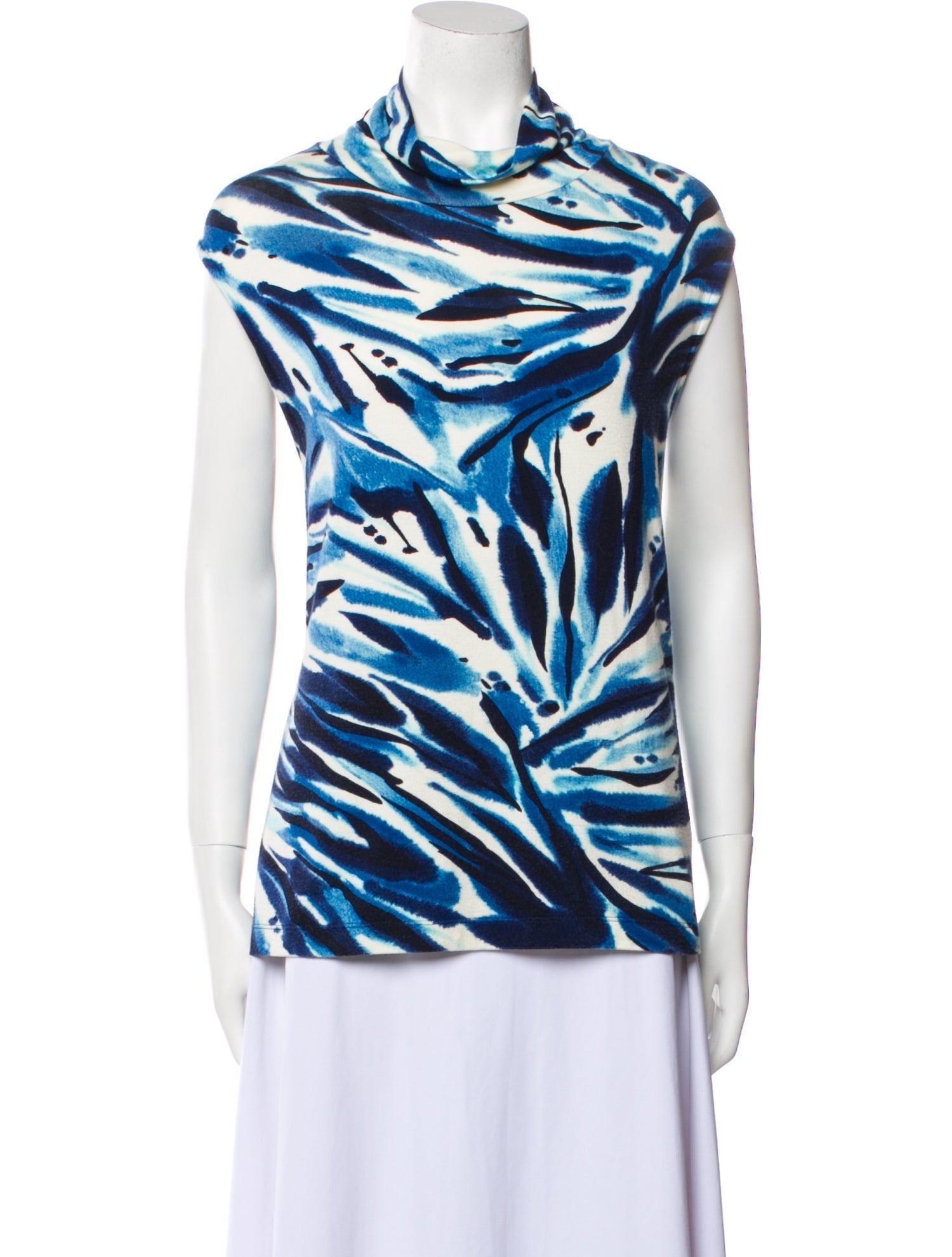 St. John Sport Wool Tie-Dye Print Top