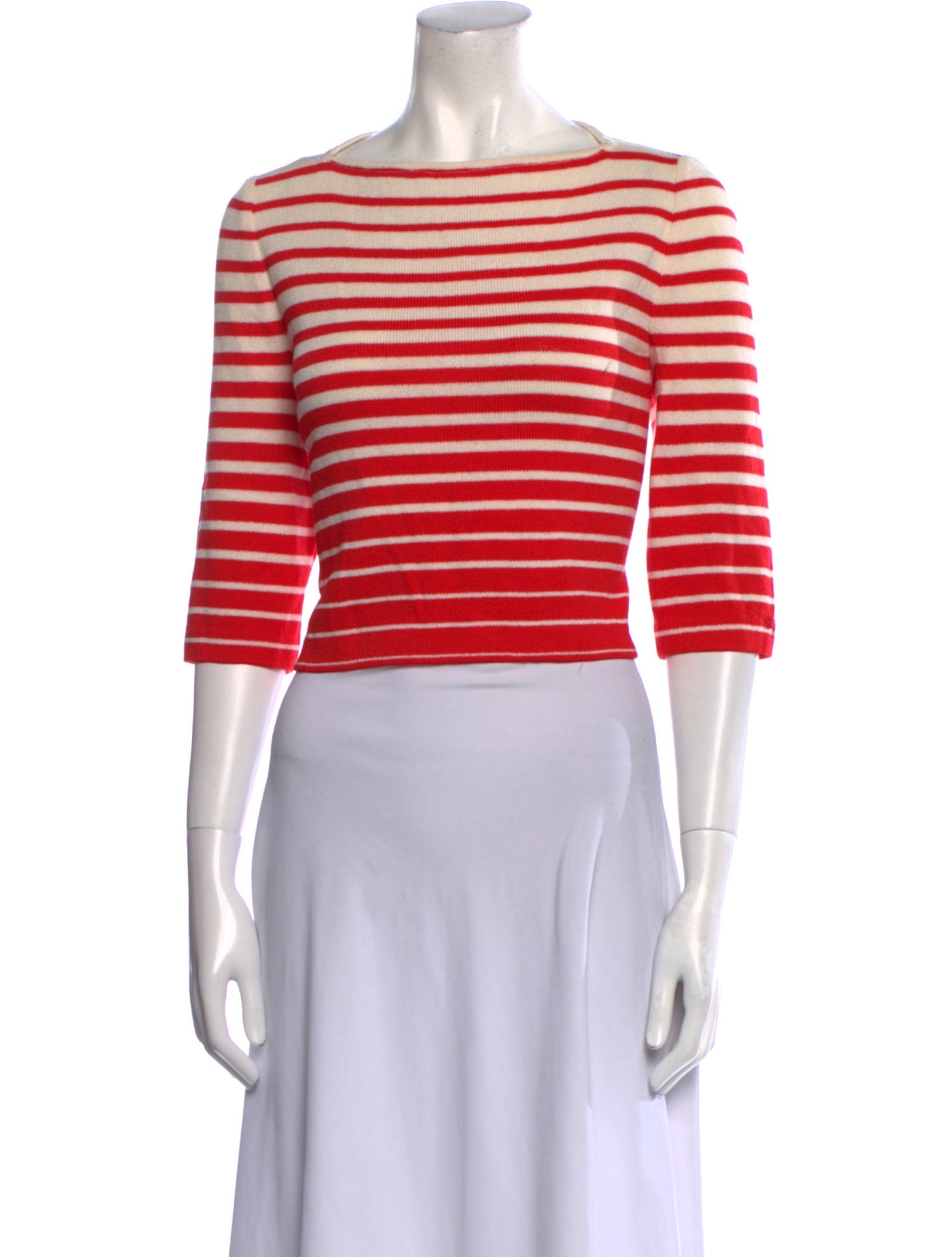 St. John Sport Striped Bateau Neckline Sweater