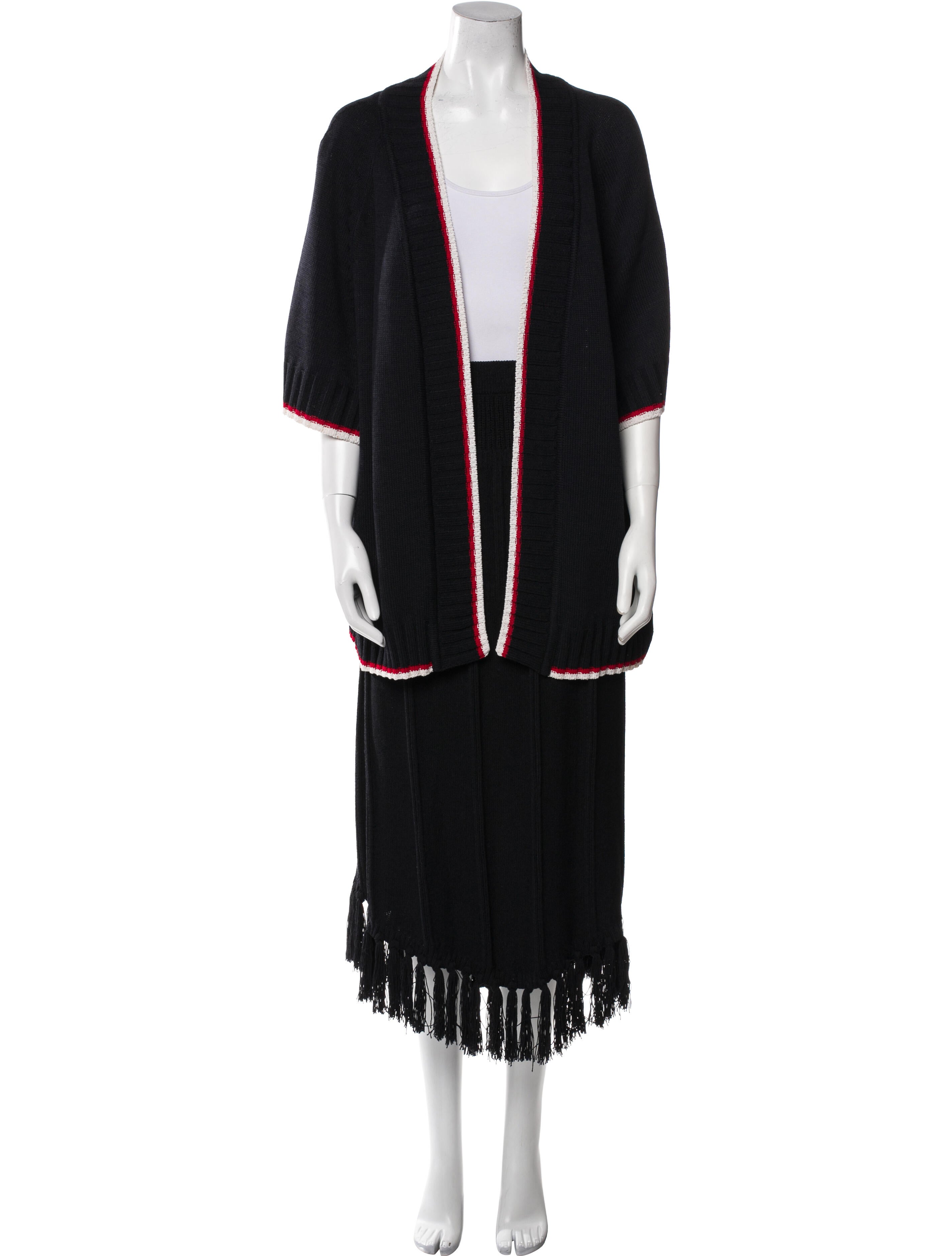 St. John Sport Wool Striped Skirt Set