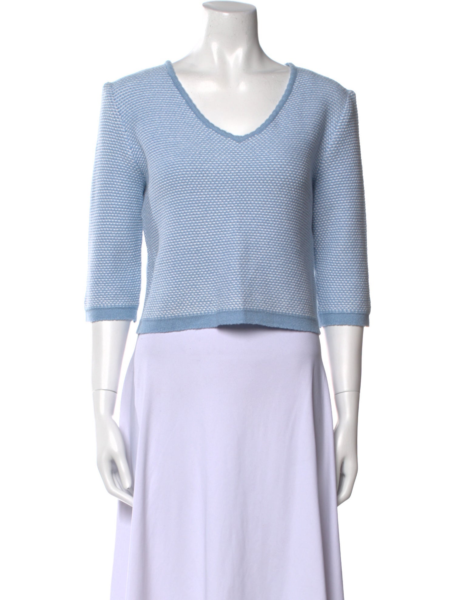 St. John Sport Striped V-Neck Sweater