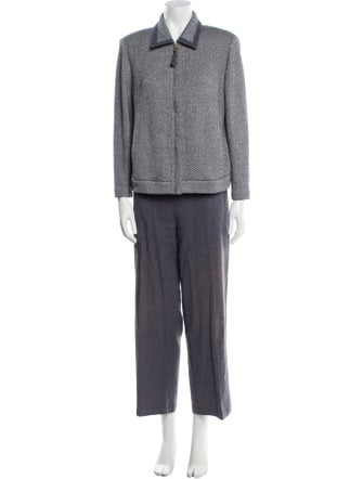 St. John Sport Linen Tweed Pattern Pant Set