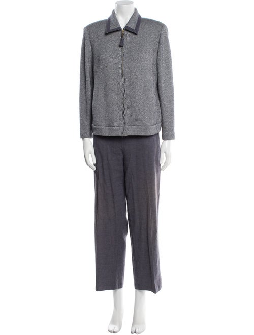 St. John Sport Linen Tweed Pattern Pant Set