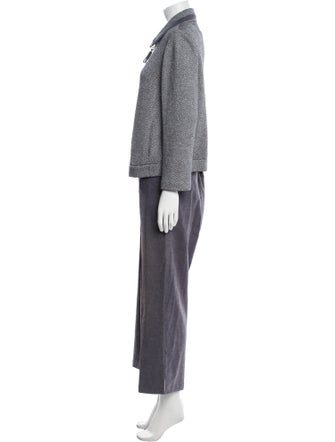 St. John Sport Linen Tweed Pattern Pant Set
