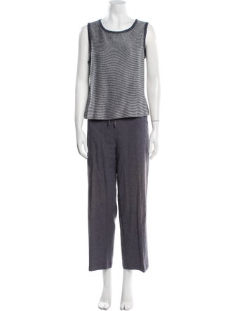 St. John Sport Linen Tweed Pattern Pant Set