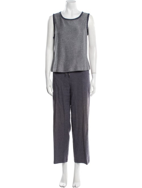 St. John Sport Linen Tweed Pattern Pant Set