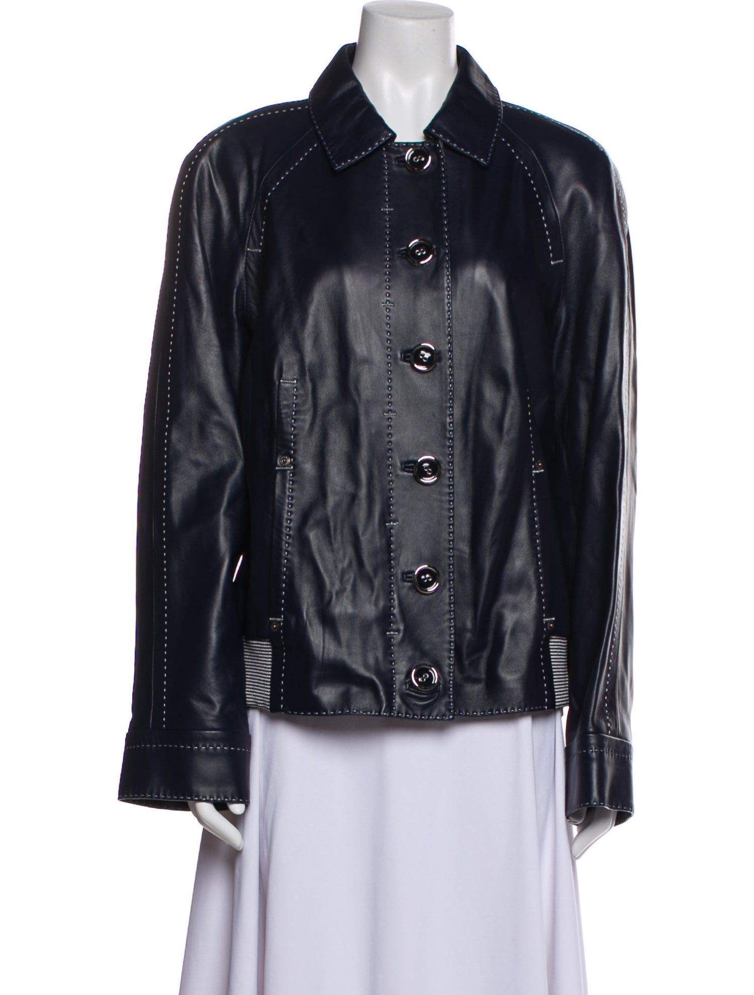 St. John Sport Lamb Leather Biker Jacket