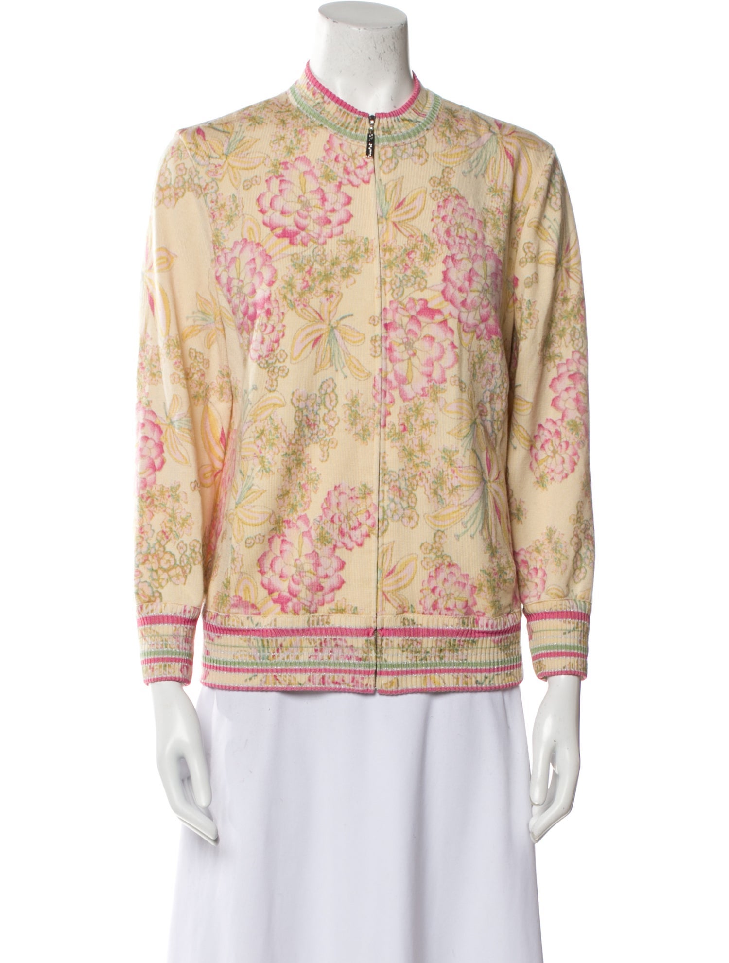 St. John Sport Wool Floral Print Evening Jacket