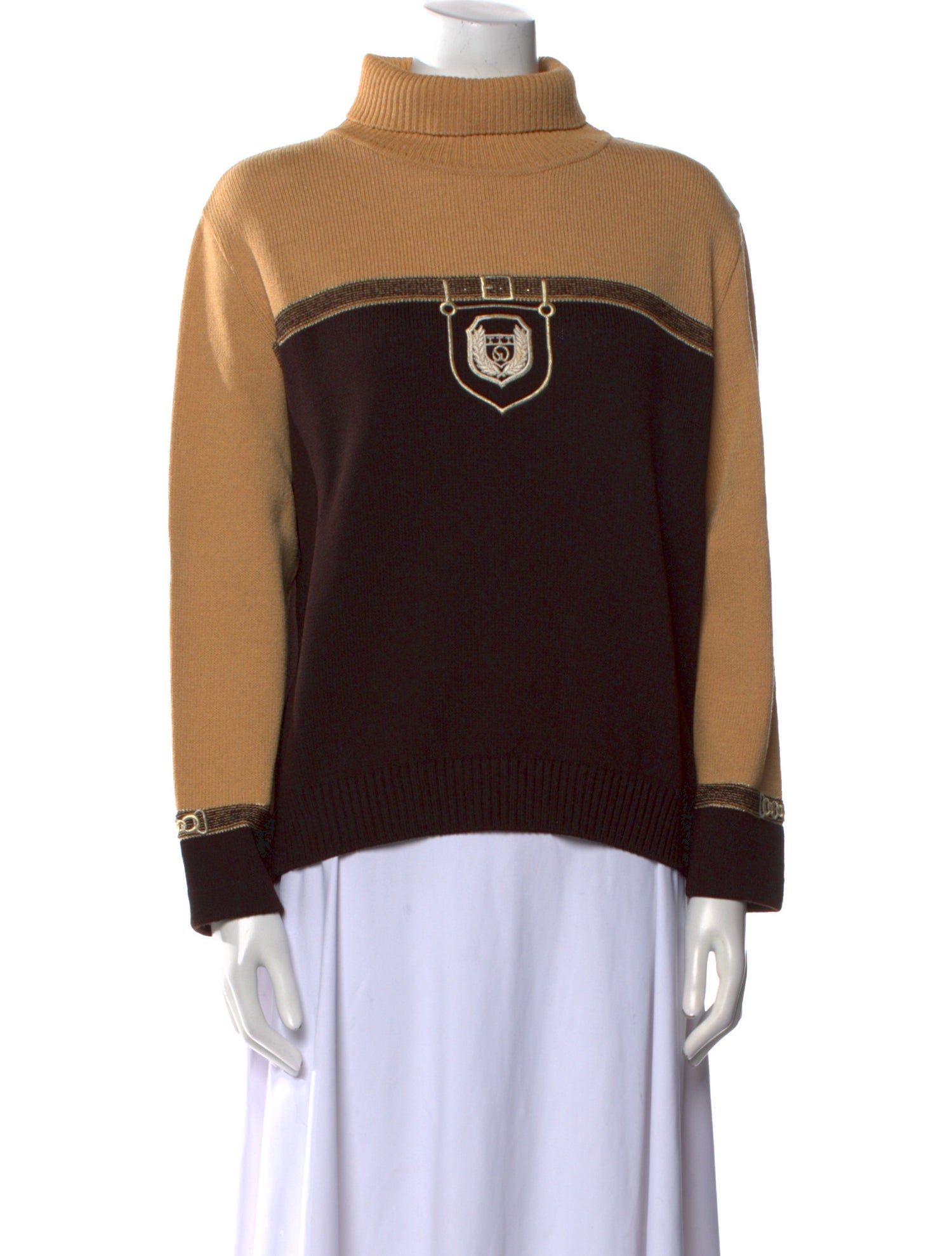 St. John Sport Graphic Print Turtleneck Sweater