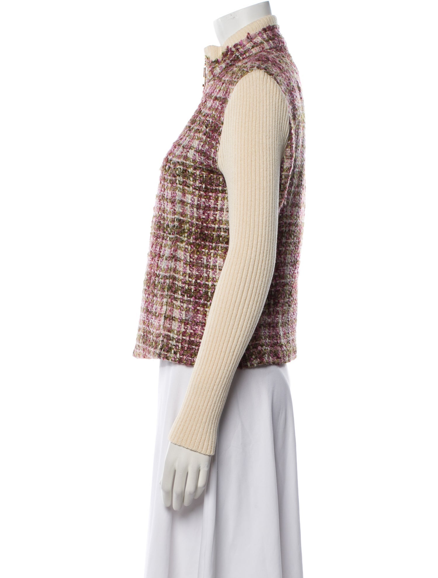 St. John Sport Wool Plaid Print Vest