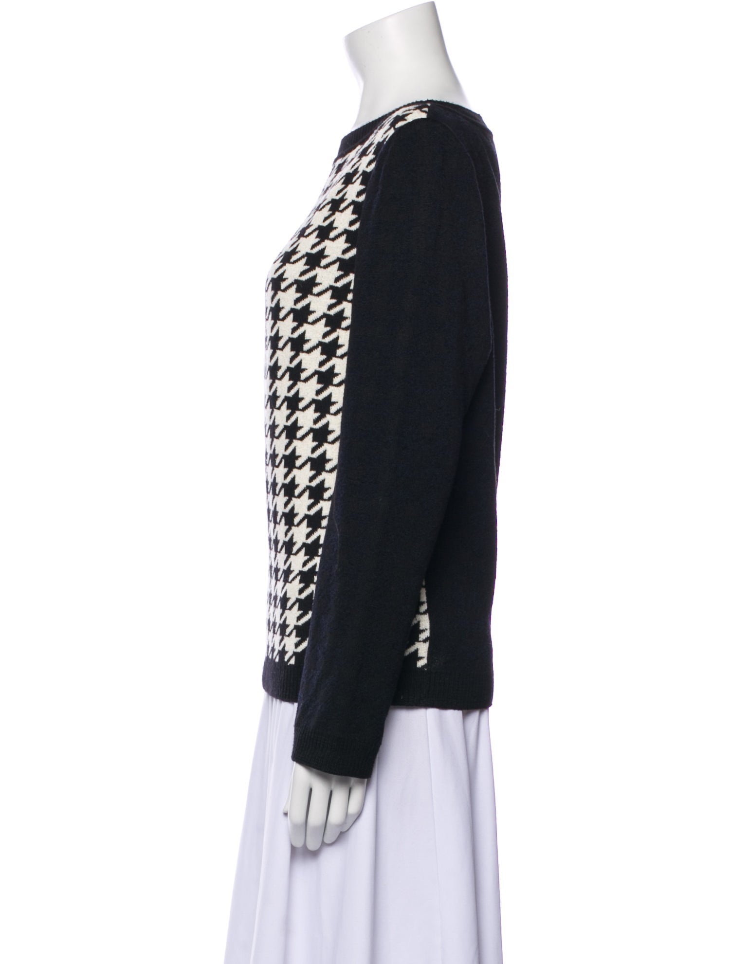 St. John Sport Houndstooth Print Bateau Neckline Sweater