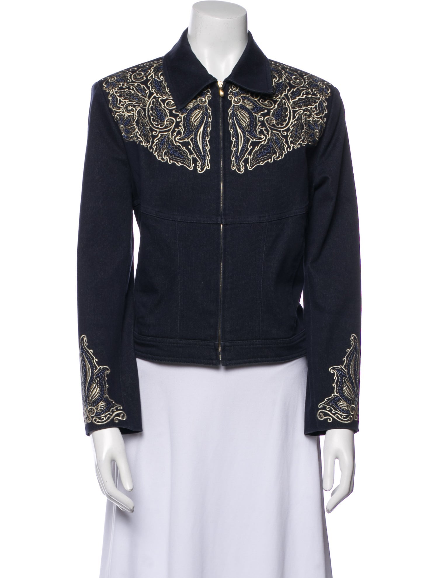 St. John Sport Paisley Print Denim Jacket