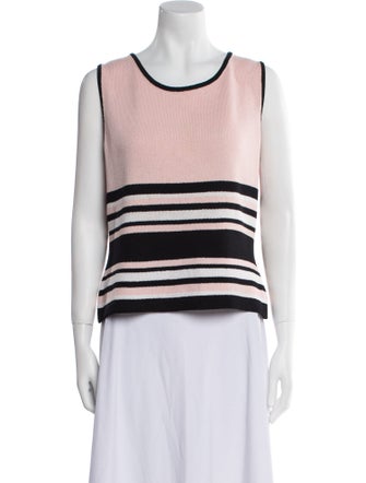 St. John Sport Striped Scoop Neck Top