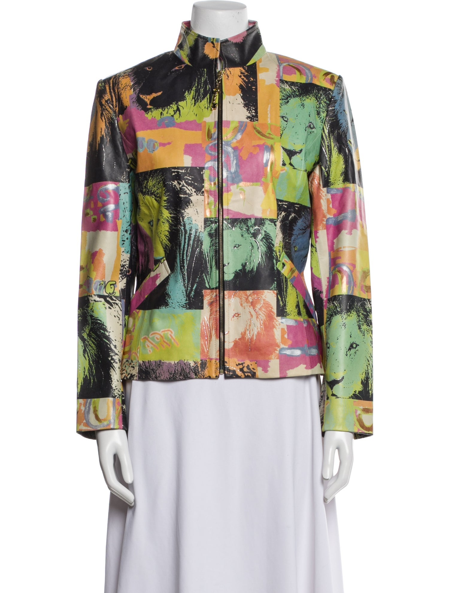 St. John Sport Leather Printed Jacket