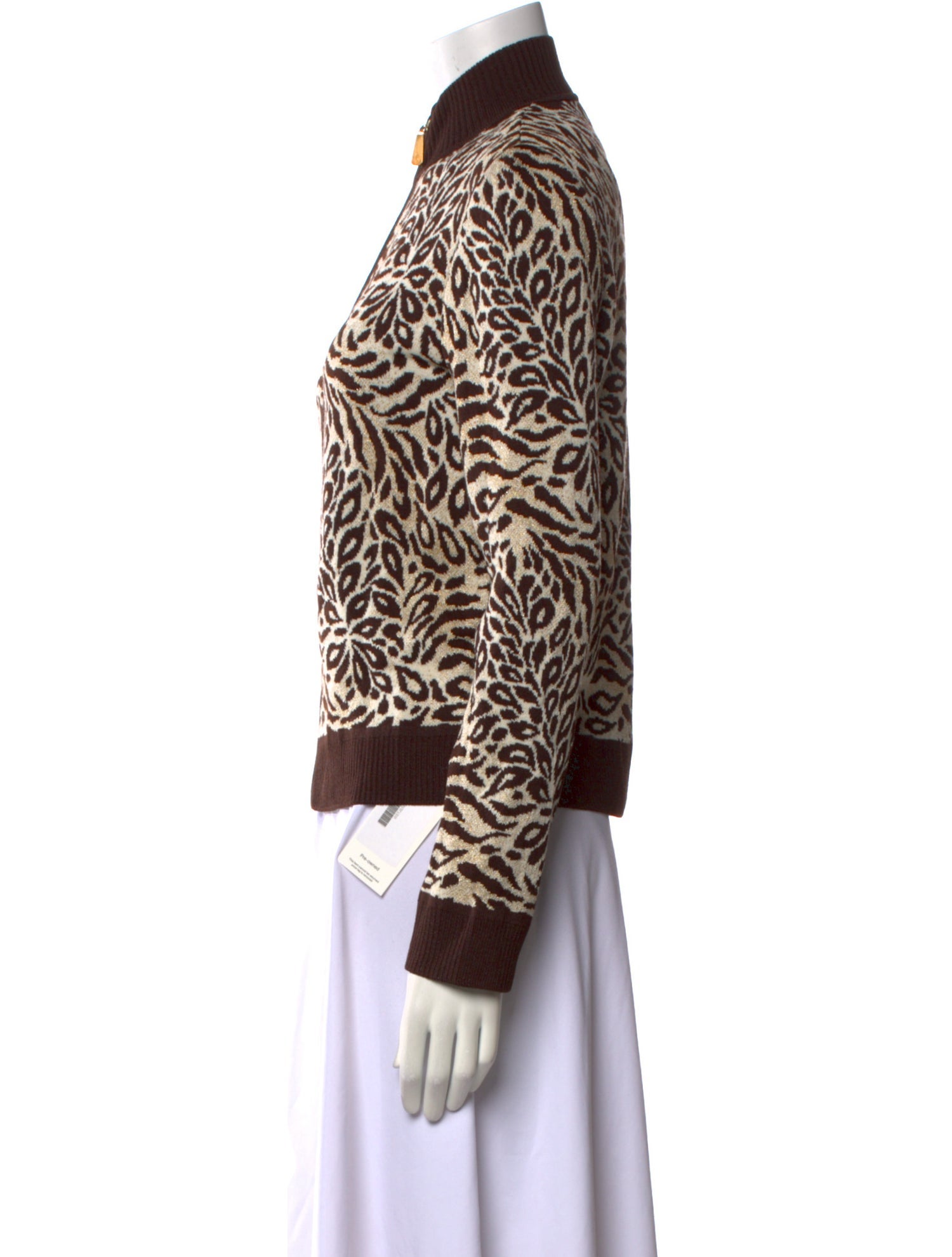 St. John Sport Animal Print Mock Neck Sweater