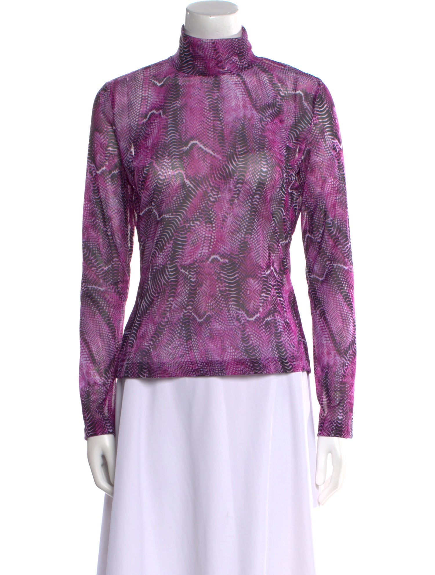 St. John Sport Animal Print Turtleneck Blouse