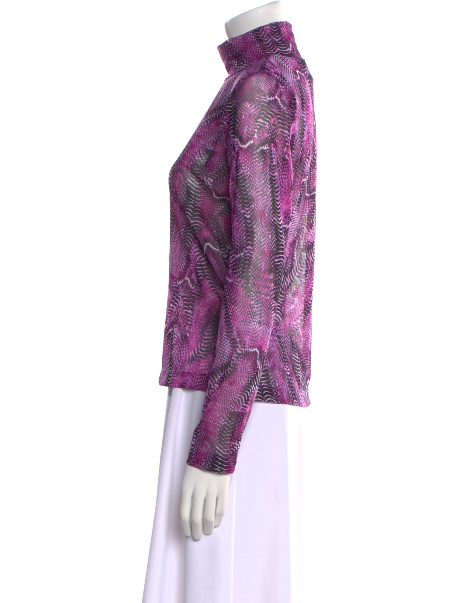 St. John Sport Animal Print Turtleneck Blouse