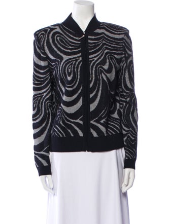 St. John Sport Wool Printed Bomber Jacket