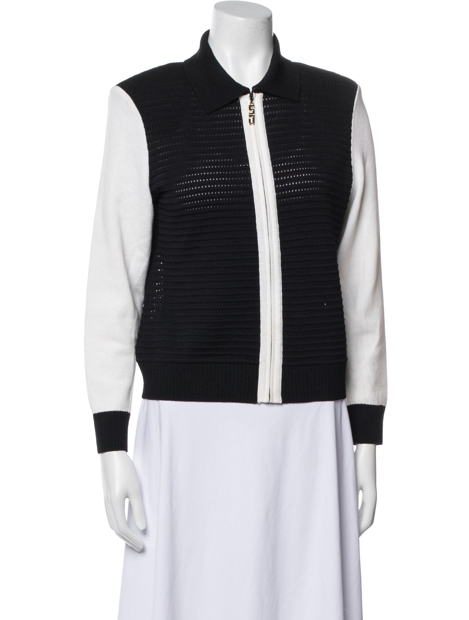 St. John Sport Wool Colorblock Pattern Vest
