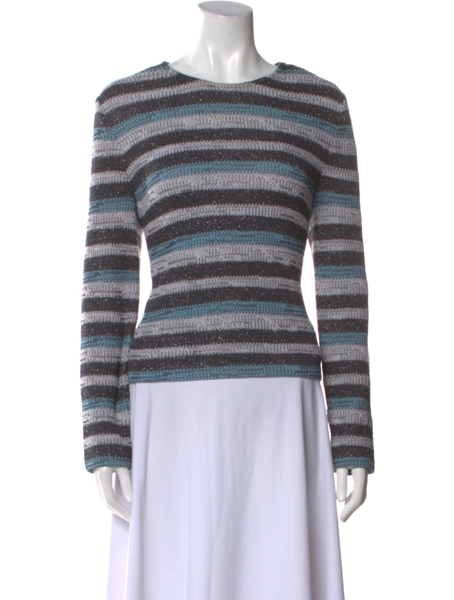 St. John Sport Striped Scoop Neck Sweater
