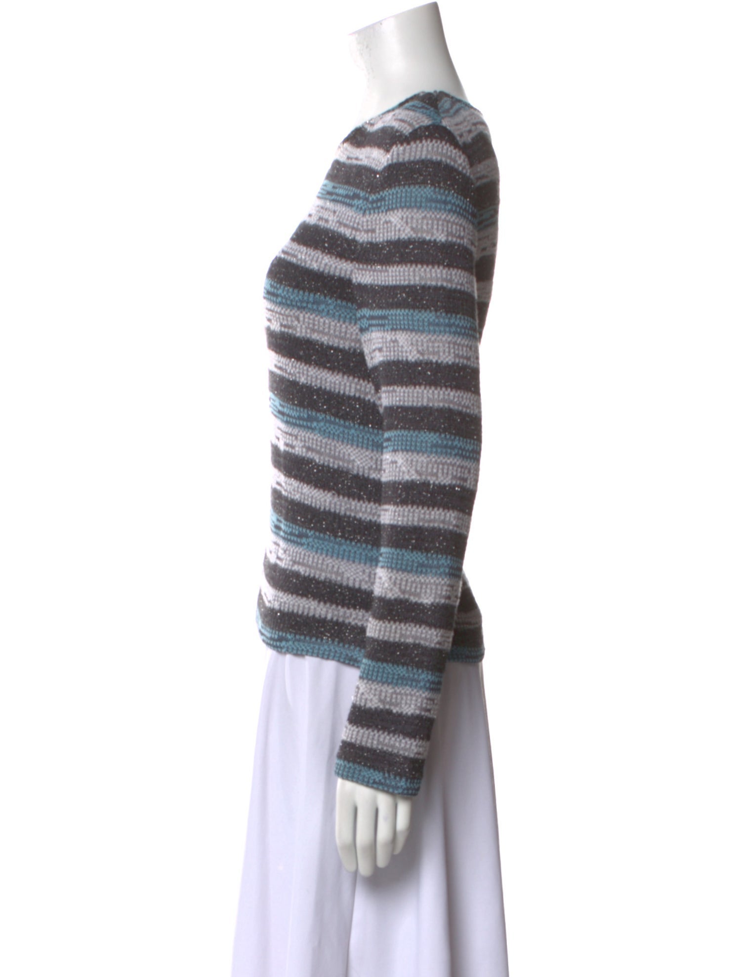 St. John Sport Striped Scoop Neck Sweater