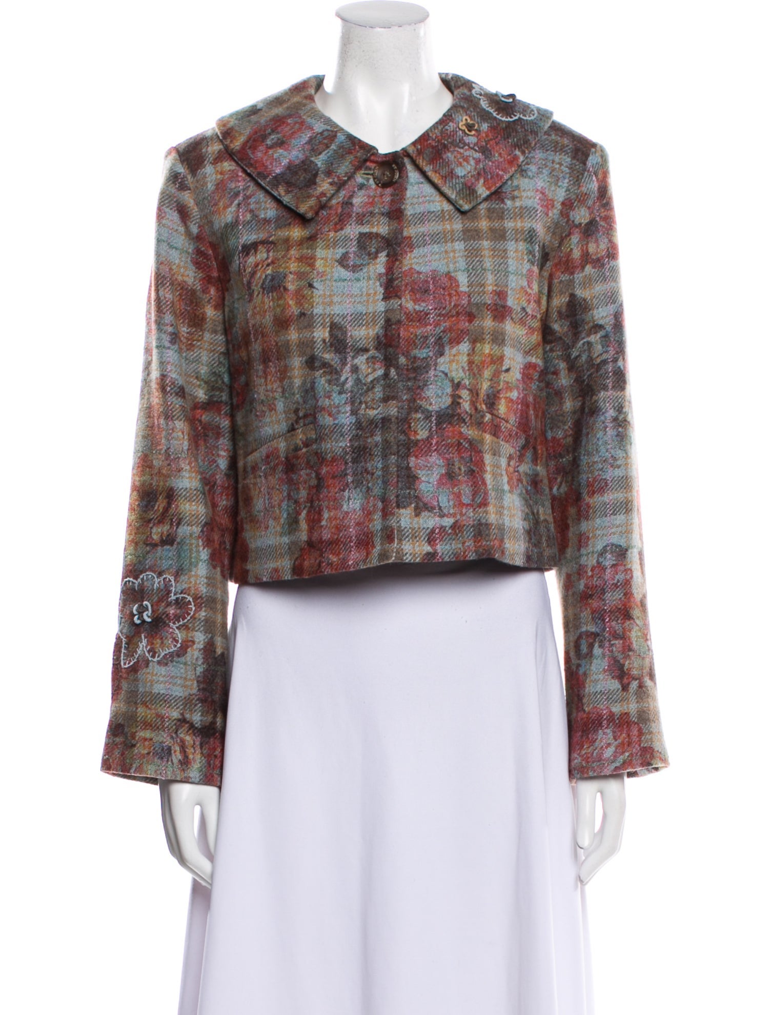 St. John Sport Wool Plaid Print Evening Jacket