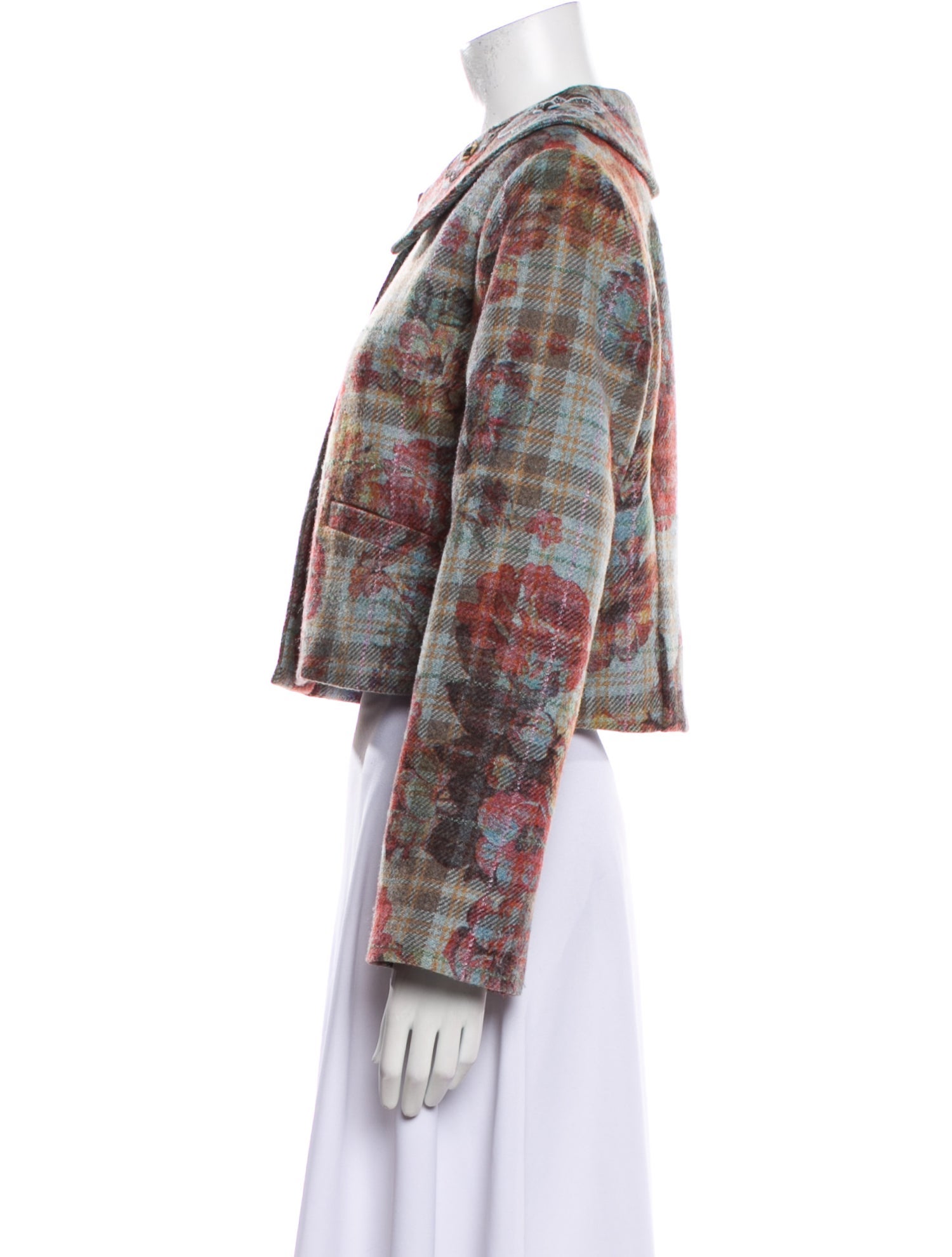 St. John Sport Wool Plaid Print Evening Jacket