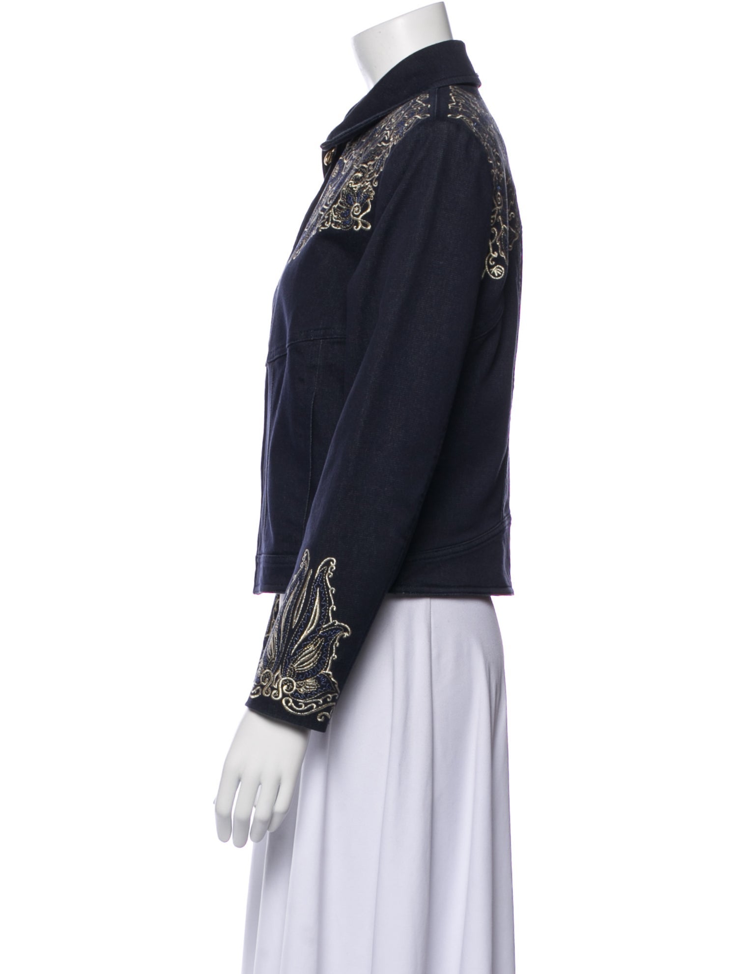 St. John Sport Paisley Print Denim Jacket