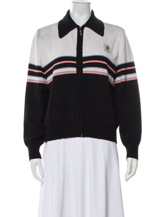 St. John Sport Wool Striped Bomber Jacket