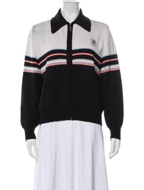 St. John Sport Wool Striped Bomber Jacket