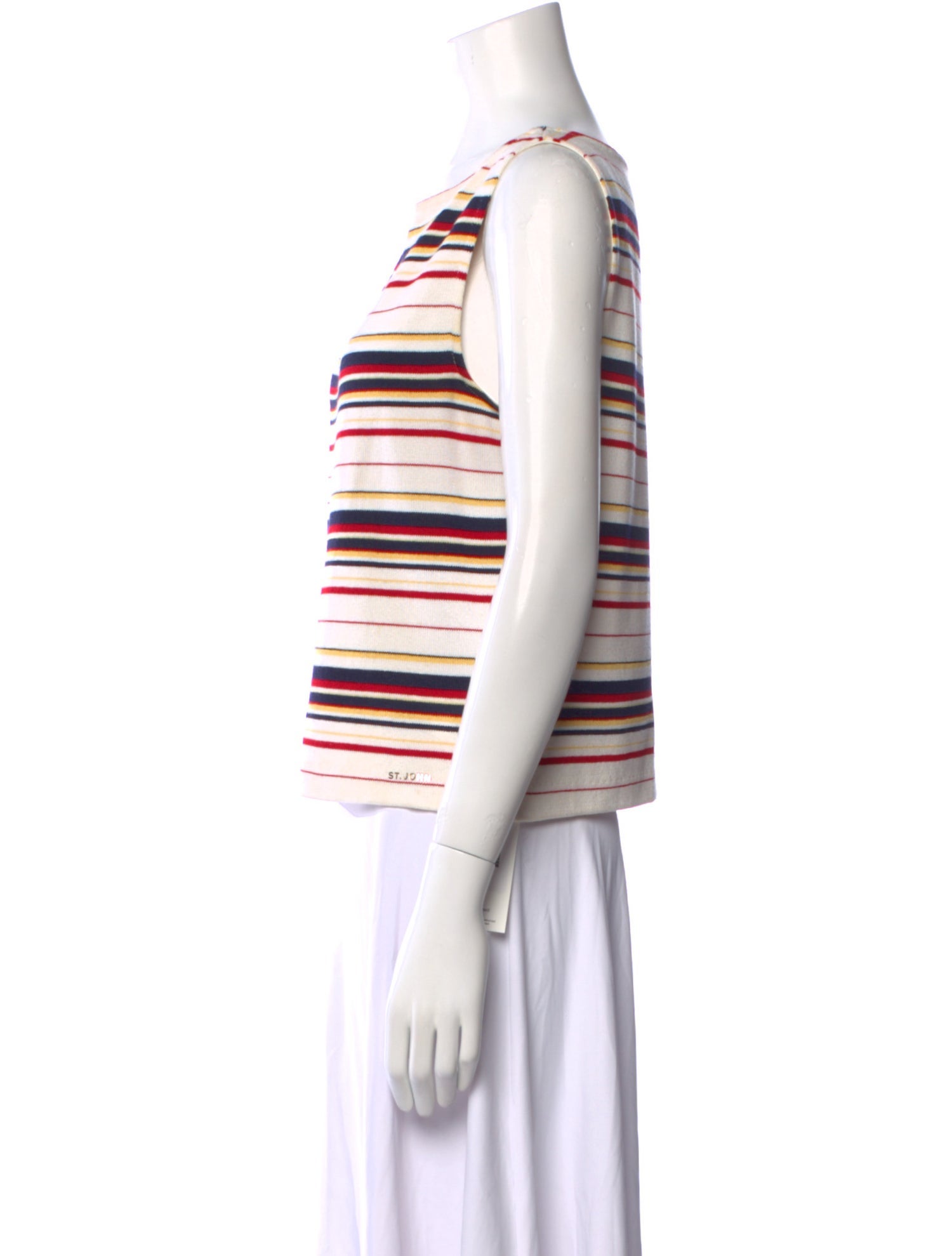 St. John Sport Striped Bateau Neckline Top