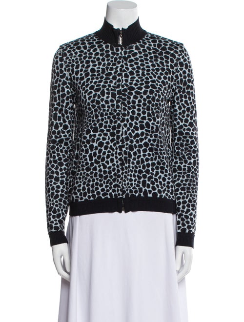 St. John Sport Wool Animal Print Bomber Jacket