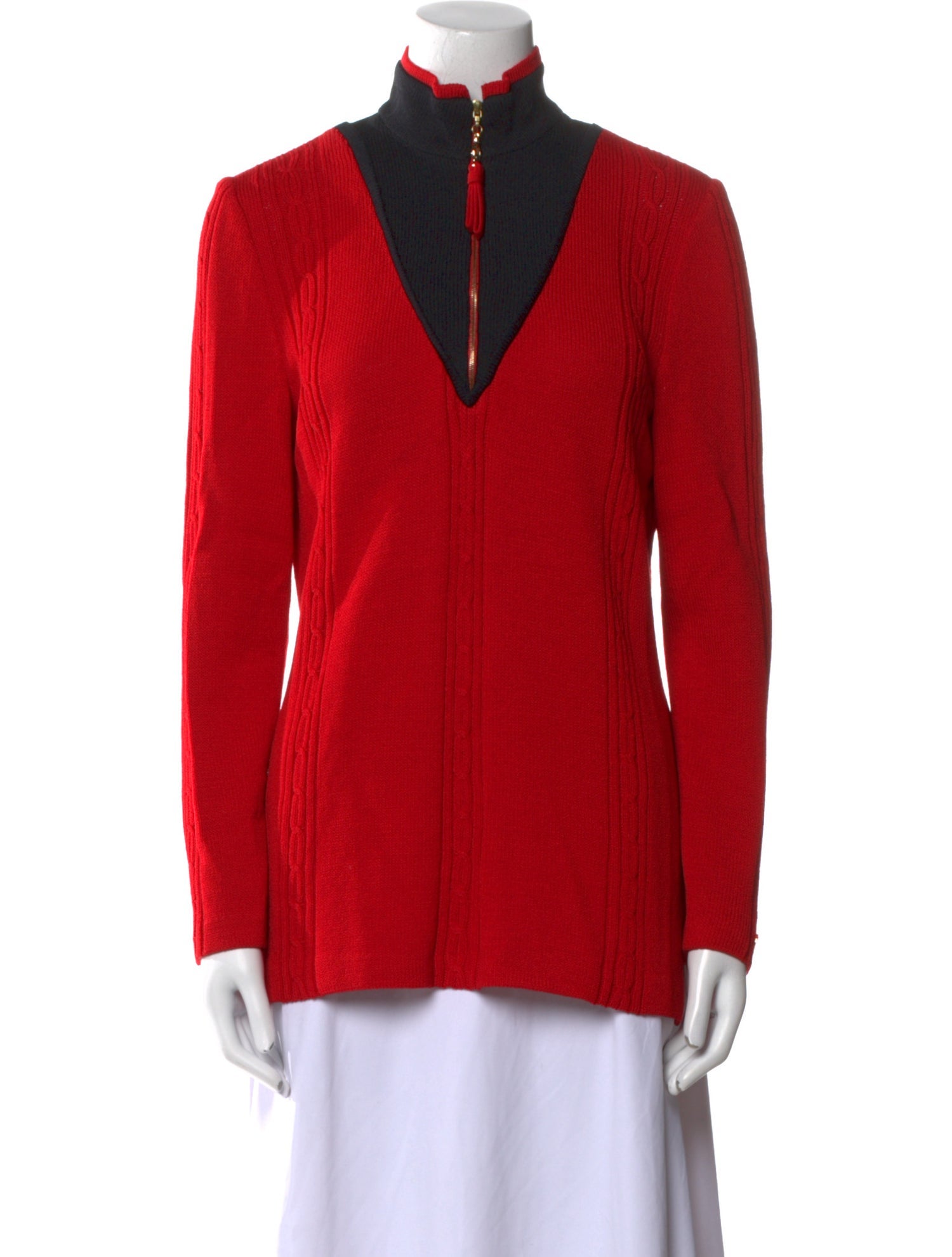 St. John Sport Wool Colorblock Pattern Sweater