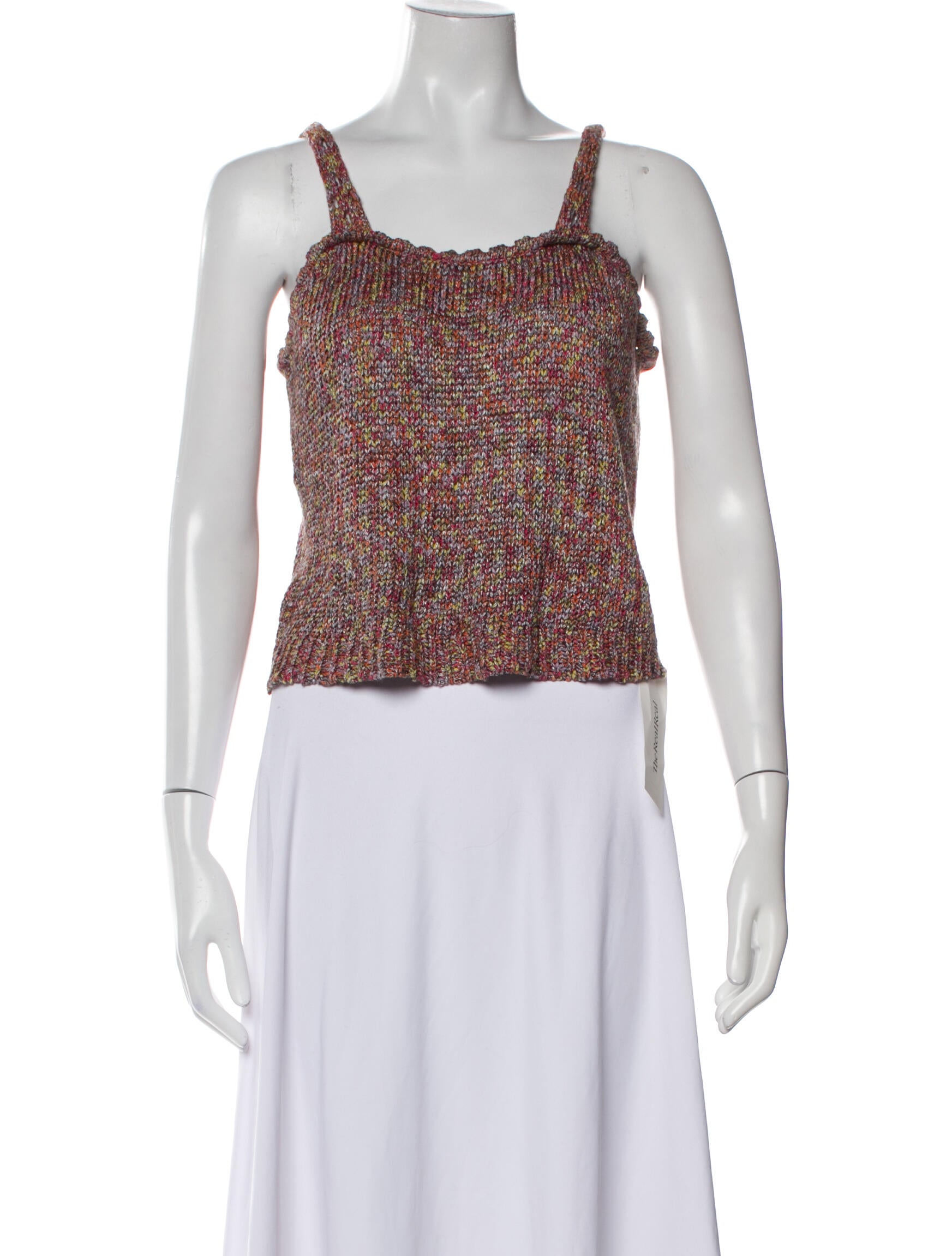 St. John Sport Tweed Pattern Square Neckline Sweater