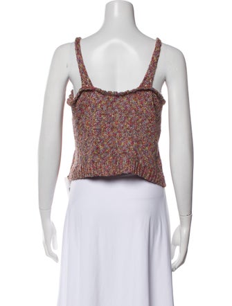 St. John Sport Tweed Pattern Square Neckline Sweater