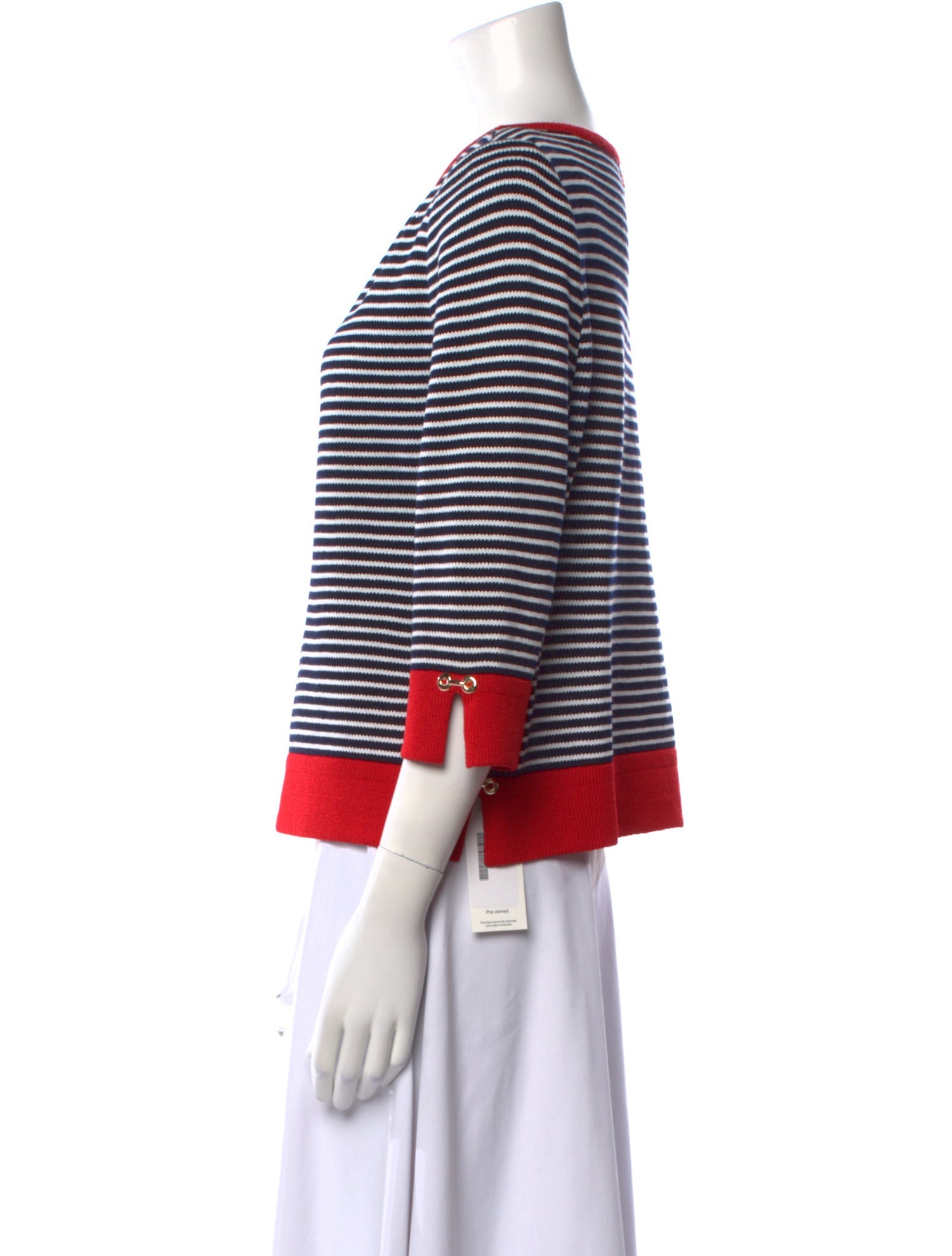 St. John Sport Striped Scoop Neck Sweater