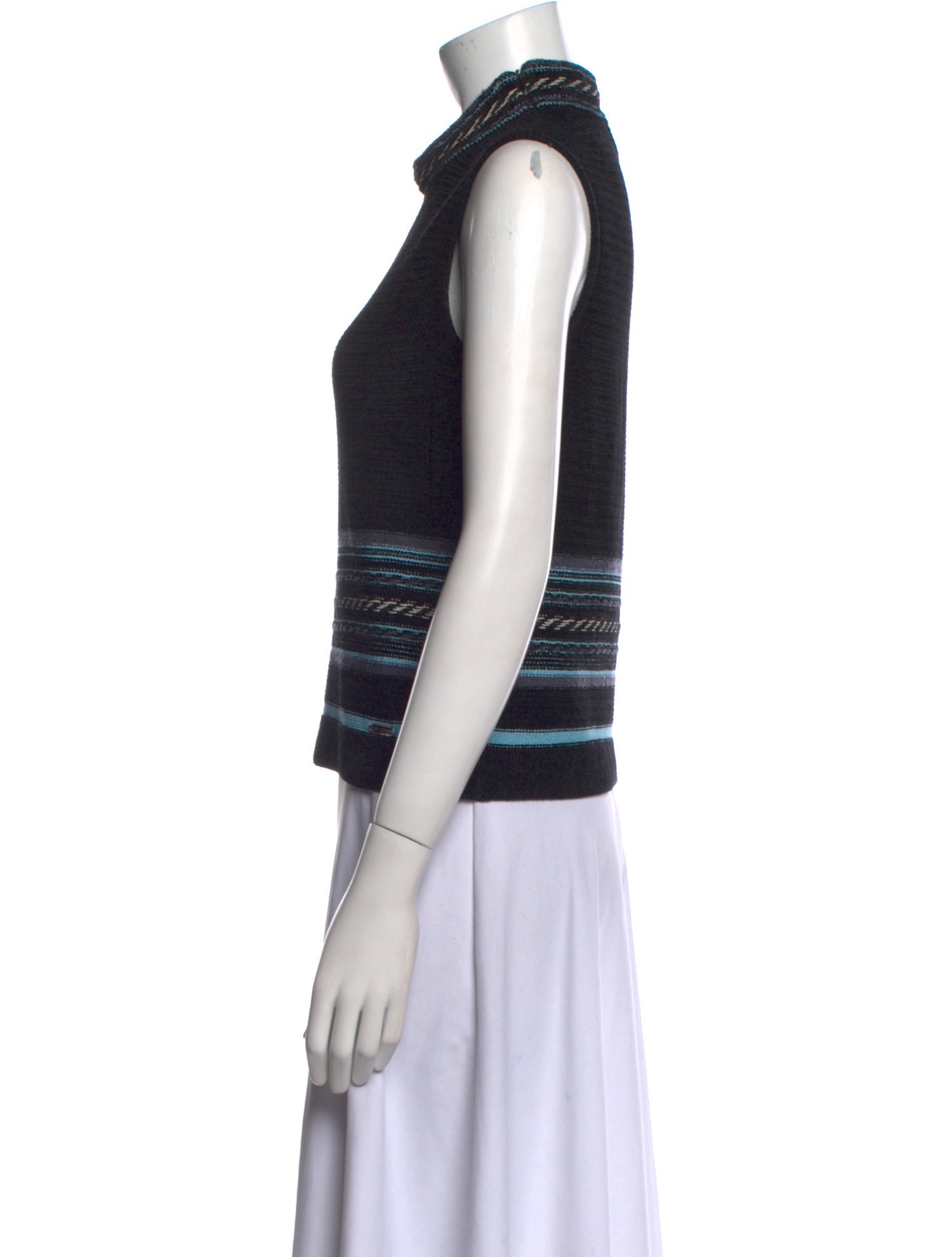 St. John Sport Striped Mock Neck Sweater