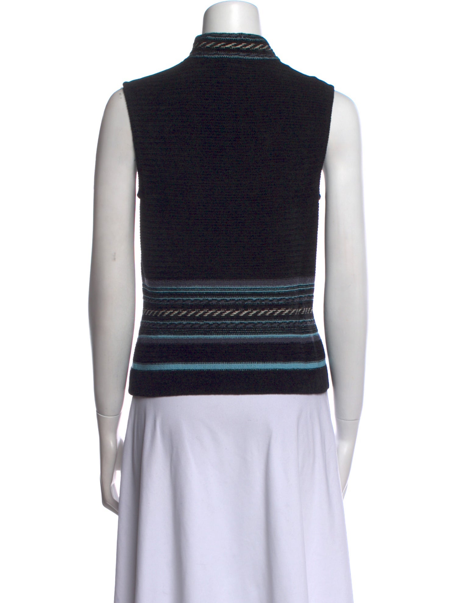 St. John Sport Striped Mock Neck Sweater