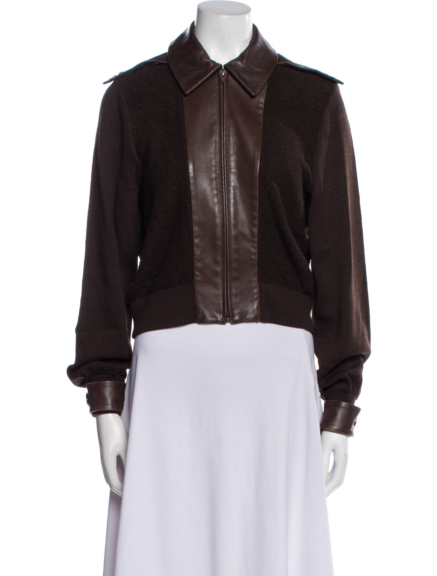 St. John Sport Leather Bomber Jacket