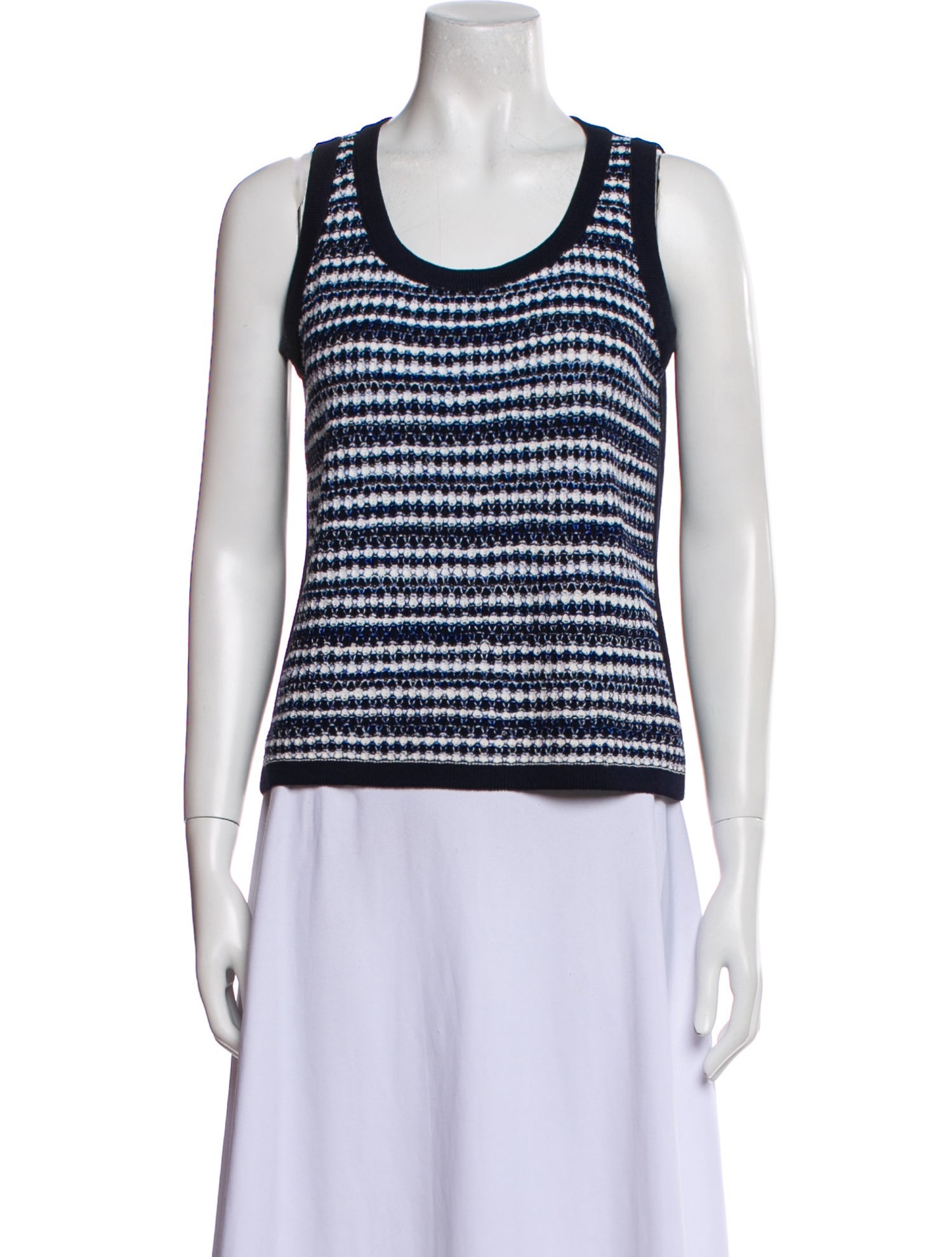 St. John Sport Striped Scoop Neck Top